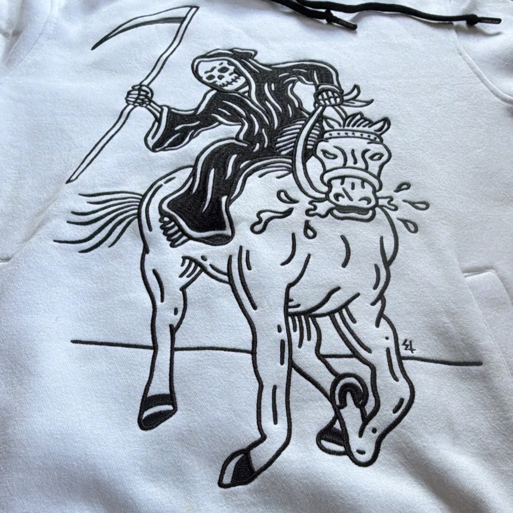 NWT Lurking Class Stallion Hoodie Mens M Black White Grim Reaper Horse Zumiez - Picture 2 of 11